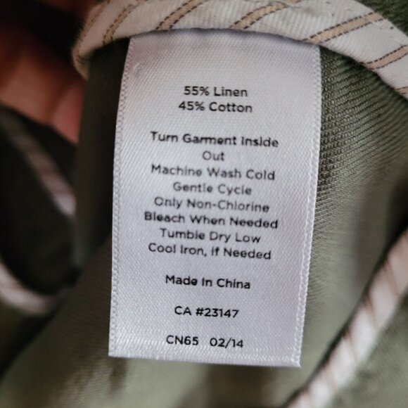 Talbots Petites Linen Olive Green Military-Style Jacket size Lg Petite - Picture 5 of 6